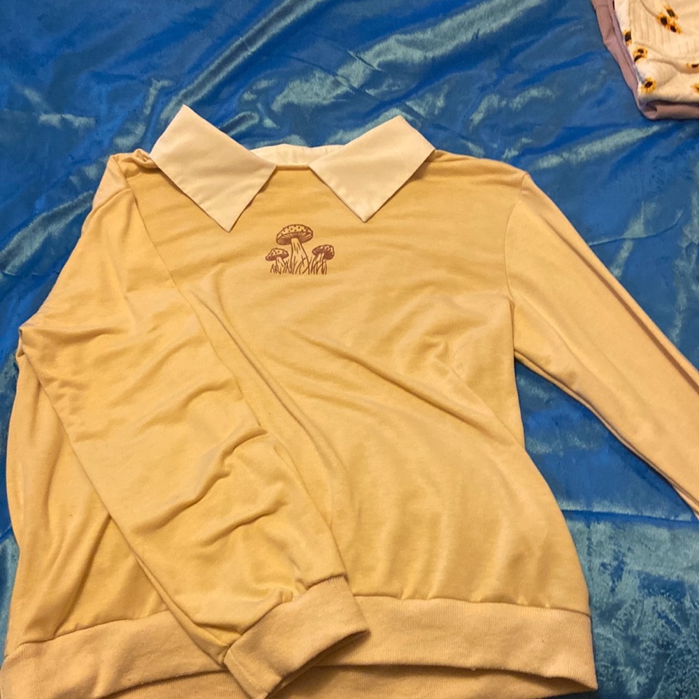 light yellow mushroom sweater